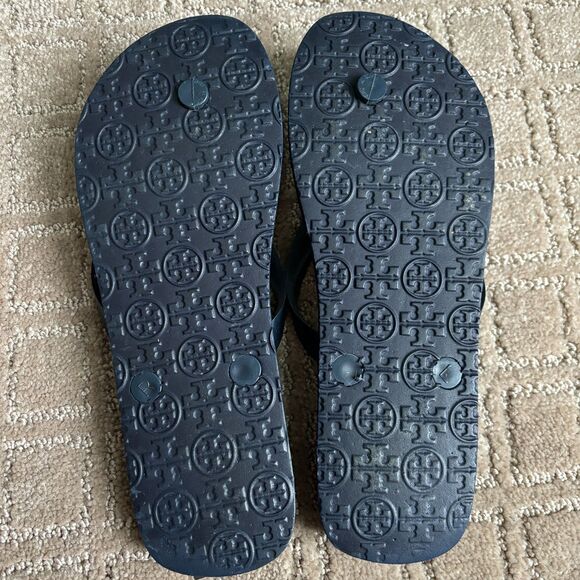 Tory Burch Classic Flip Flop Women's 6 Red White Blue Casual Travel Vacation - Picture 4 of 5